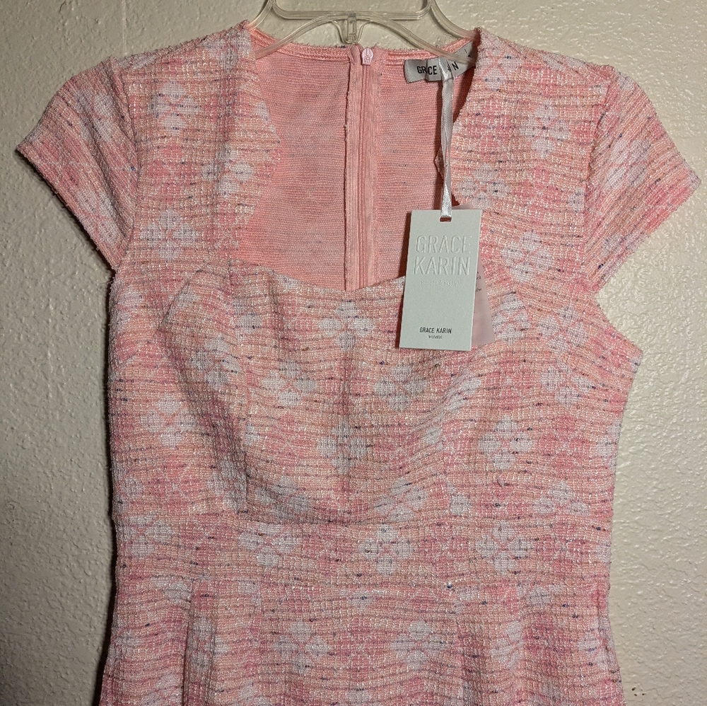 Grace Karin Elegant Pink Cap Sleeve Dress Size Small - Picture 4 of 11